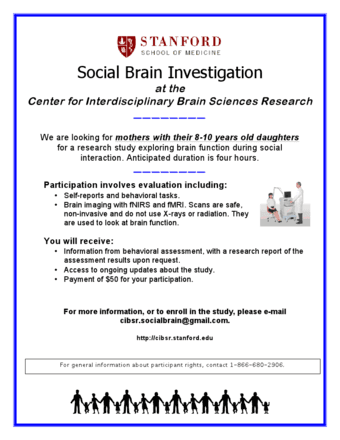 (PAID) Mothers with 8-10 year old daughters wanted for Brain Study 1