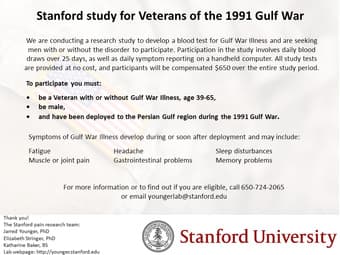 Gulf War Veterans needed for Stanford research study - PAID 1