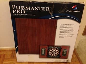 Pubmaster Pro Dartboard and Wooden Cabinet plus darts for 50 dollars 1