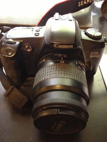 Canon film camera & presentation mat board--for Intro to Photography 2