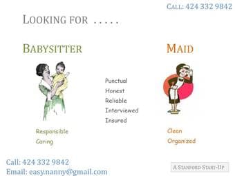 Want Babysitter or Maid without any hassles, contact us. 1