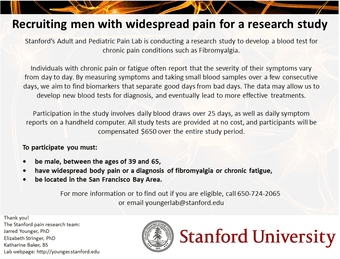 Stanford researchers looking for men with widespread pain 1