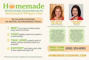 Homemade Cooking Classes - Join a weekly healthy cooking group! (menlo 1