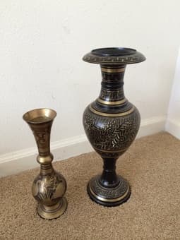 Antique brassware flower vase large $80 small $20 1