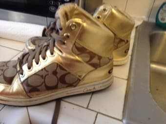 Coach high tops !! Gold women's Szczecin 7.5 med shoes $20 obo 1