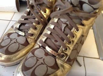 Coach high tops !! Gold women's Szczecin 7.5 med shoes $20 obo 2