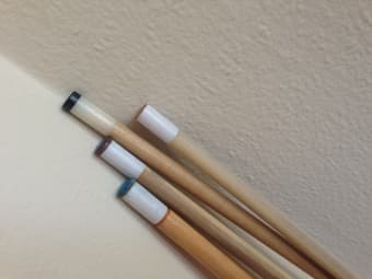 complete set of pool balls, 4 cues and 1 triangle and brush - $100 3