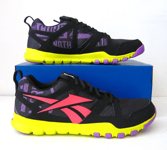 BRAND NEW Reebok running shoes women's 7.5- black/purple/yellow -$35 1