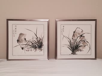 Framed Chinese Watercolor Paintings: $80 - $90 1