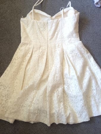 Women's Aqua dress in white lace, size 10 3