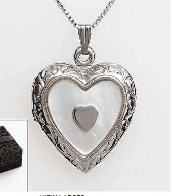 Silver Locket Necklace w/ Mother-of-Pearl Center ($90 obo) 1