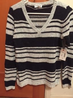 Blue and white striped sweater, size S 2