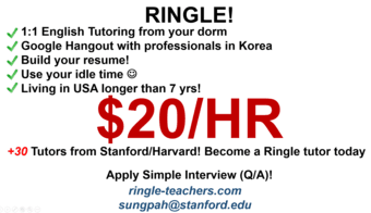 [Ringle-Founded by GSBs] New level of English Tutoring ($20/HR) 1