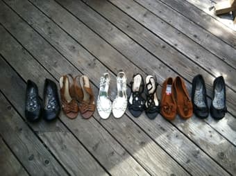 6 pairs of woman's shoes 8.5M $30 for all, $5-10 each 2