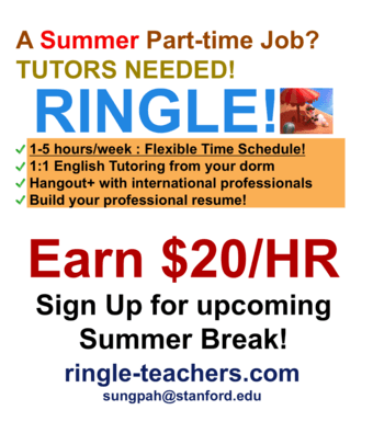 [Ringle] For the summer! Part-time Job with $20/HR + Staying Dorm 1