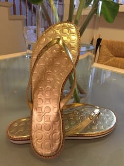 NEW: Coach Women's Gold Metallic Devlynn Sandals (Sz 6 - $45.00) 1