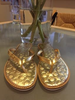 NEW: Coach Women's Gold Metallic Devlynn Sandals (Sz 6 - $45.00) 2