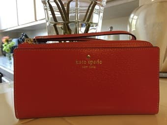(NEW) Kate Spade Red GRAND STREET LAYTON Zip Around Leather Wristlet 2