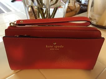 (NEW) Kate Spade Red GRAND STREET LAYTON Zip Around Leather Wristlet 3
