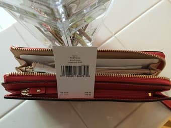 (NEW) Kate Spade Red GRAND STREET LAYTON Zip Around Leather Wristlet 4