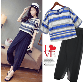 $30-Women's Organza Striped Crop Top-Royalblue Sz8-Similar to Kate&Spade 1