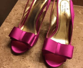 $65-Kate Spade Satin Bowknot Open-toe Slingback Heels-Sz 6.5-Pink 1