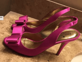 $65-Kate Spade Satin Bowknot Open-toe Slingback Heels-Sz 6.5-Pink 2