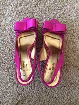 Kate Spade Satin Bowknot Open-toe Slingback Heels-Sz 6.5-Pink-$65 1