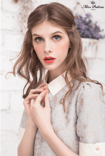 MissPatina Retro Embroidery 3/4 sleeve Preppy Mod Dress-Grey-$129 4