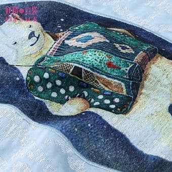 3/4 Sleeves Embroidery Dolly Bear Cocoon Dress-Baby Blue-US 6/8-$50 3