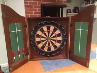 Pub Style Dart Board in Cabinet $35 1