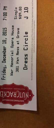 1 ticket for San Francisco Ballet - Nutcracker - Friday, Dec. 18, 7pm 1