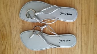 Silver flip flops, size 7,  $10 1