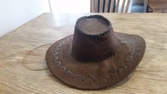 Brown fedora-style hat - $5 3