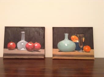Vase and fruits series, oil painting on canvas 1