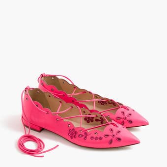 New, never worn: J-Crew leather eyelet lace-up flats size 6.5 $64 3