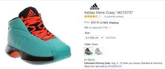 Basketball shoes Adidas Mens Crazy 1, size 8.5, new ($70-negotiable) 3