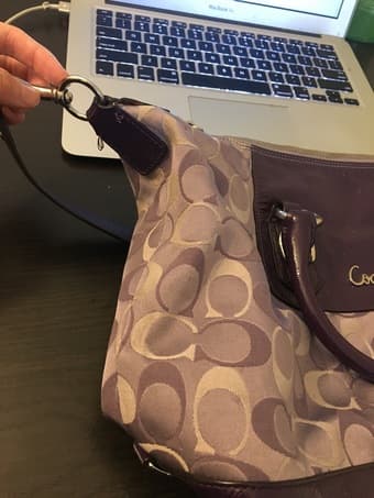 used coach shoulder handbag, purple canvas $30 1
