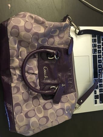 used coach shoulder handbag, purple canvas $30 2