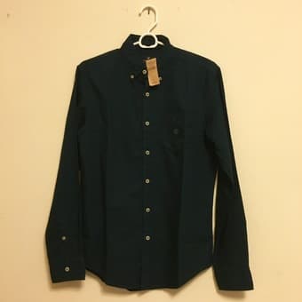 Brand New Teal AEO Garmet Dyed Oxford Shirt Size Men's XS 1