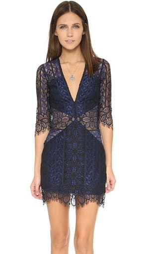 For Love & Lemons Lyla Cocktail Dress XS Navy/Black 1
