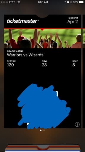 2 warriors vs wizard tickets (4/2, 5pm), $160 2