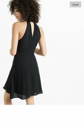 Express - 6P Black Mock Neck Keyhole and Flare Dress New 2
