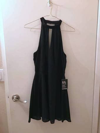 Express - 6P Black Mock Neck Keyhole and Flare Dress New 3