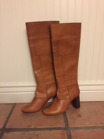 Chloe Patchwork Leather Knee High Boots 7.5 1