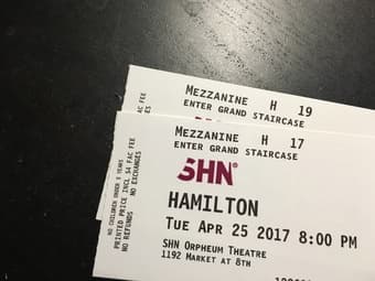 Selling 2 Hamilton Tickets on 4/25- $550 each 1