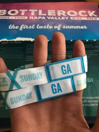 Bottlerock 2017 Sunday GA Wristbands x2 2