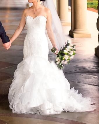 Pronovias Lace Strapless Mermaid Wedding Dress 1