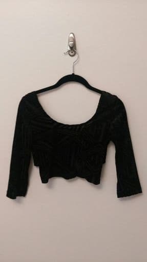 Small, Black, Velvet, Cross-Back Urban Outfitters Crop top 1