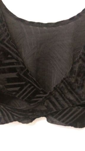 Small, Black, Velvet, Cross-Back Urban Outfitters Crop top 3